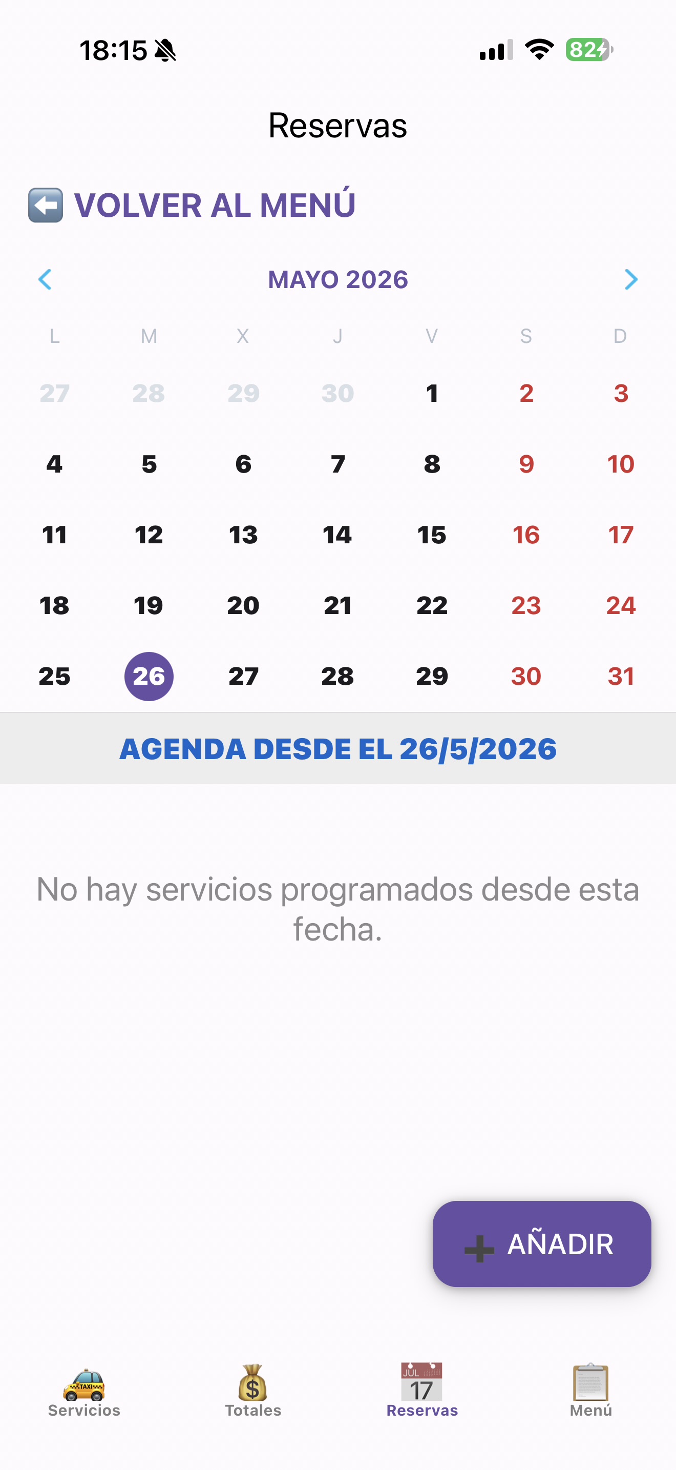 Calendario de reservas